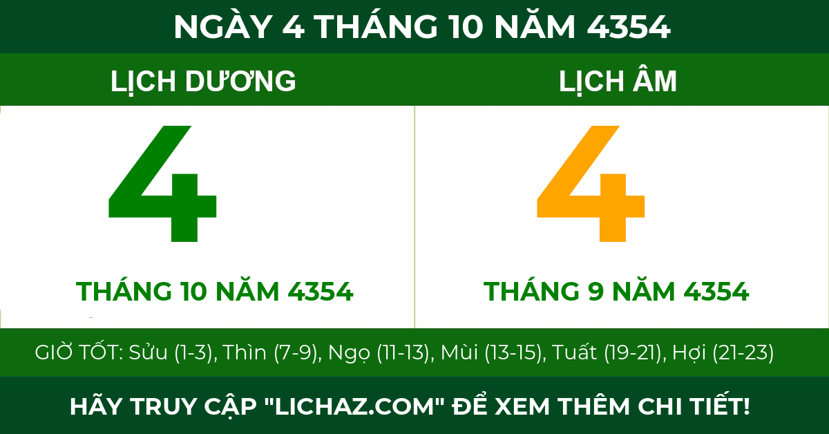 lịch âm ngày 4 tháng 10 năm 4354