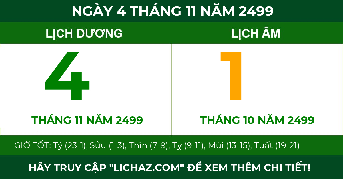 lịch âm ngày 4 tháng 11 năm 2499