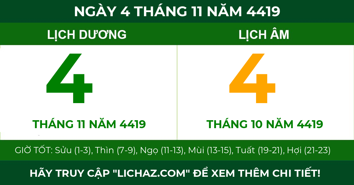 lịch âm ngày 4 tháng 11 năm 4419