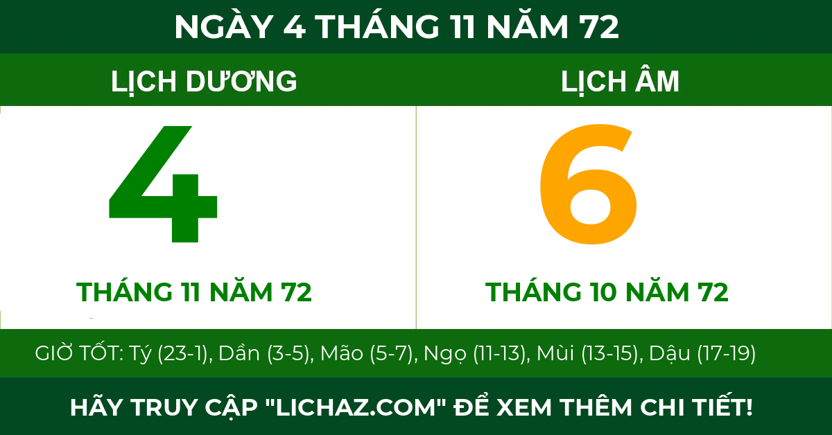 lịch âm ngày 4 tháng 11 năm 72