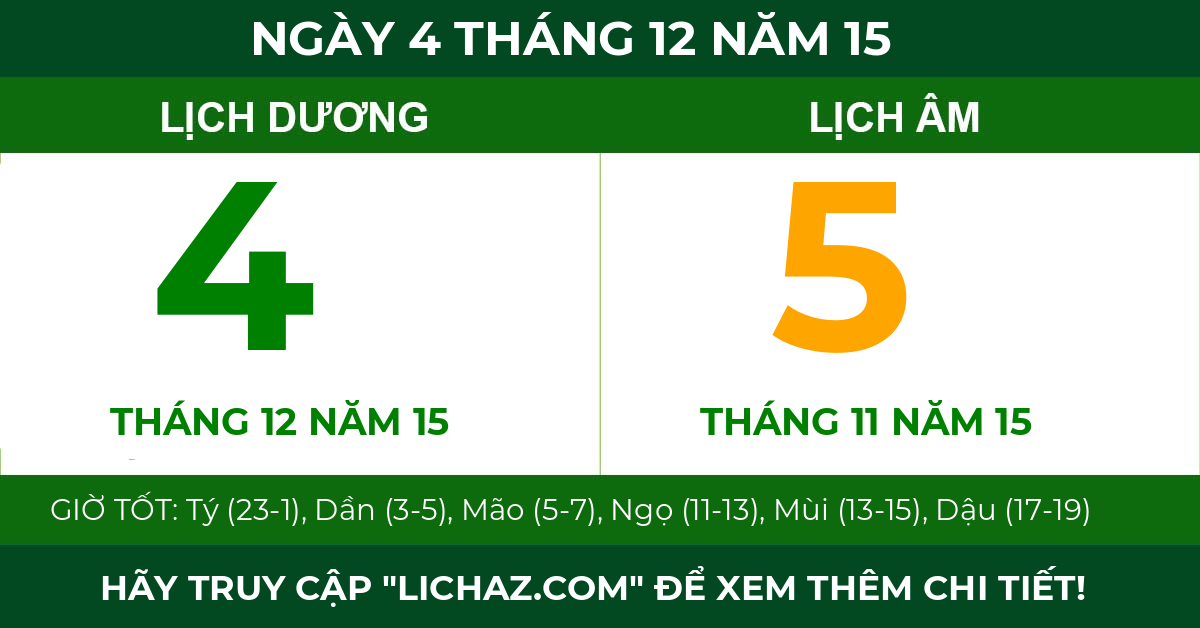 lịch âm ngày 4 tháng 12 năm 15