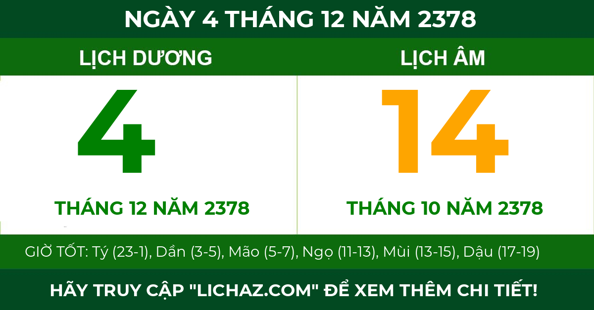 lịch âm ngày 4 tháng 12 năm 2378