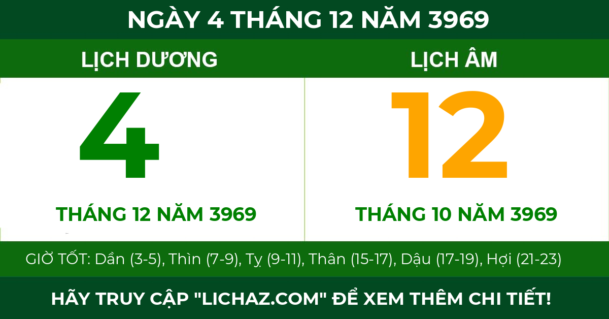 lịch âm ngày 4 tháng 12 năm 3969