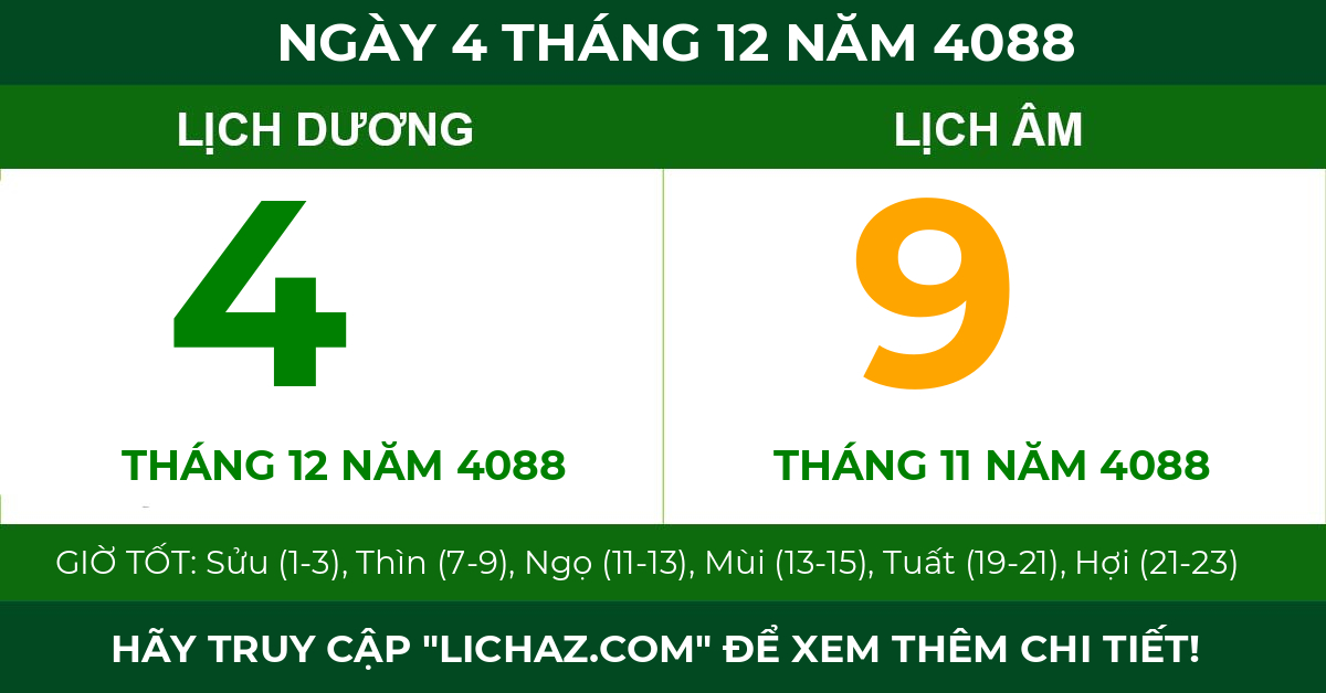 lịch âm ngày 4 tháng 12 năm 4088
