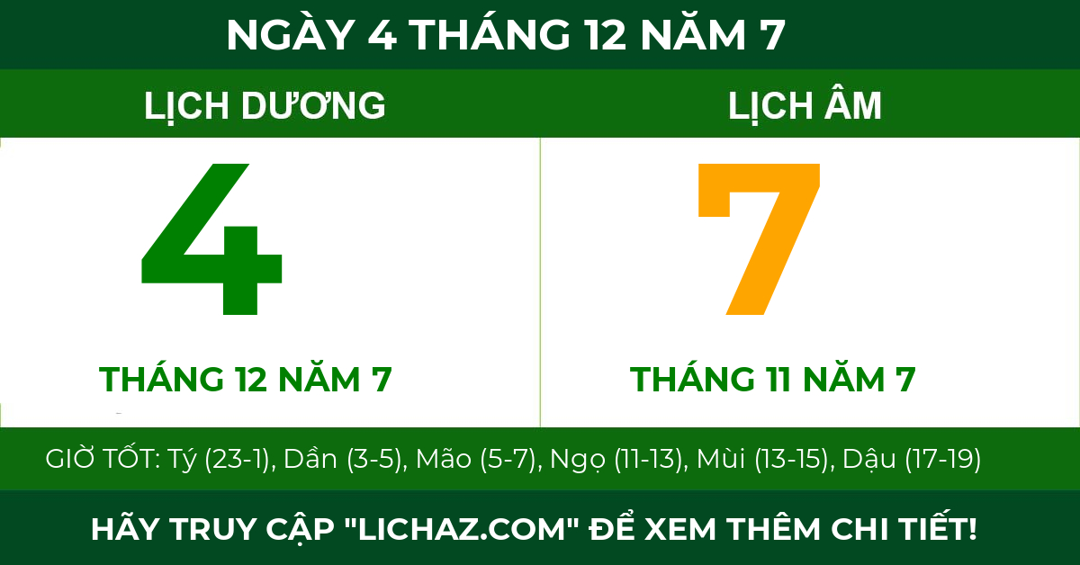 lịch âm ngày 4 tháng 12 năm 7