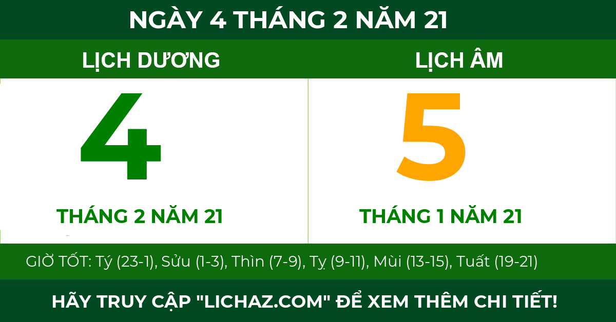 lịch âm ngày 4 tháng 2 năm 21