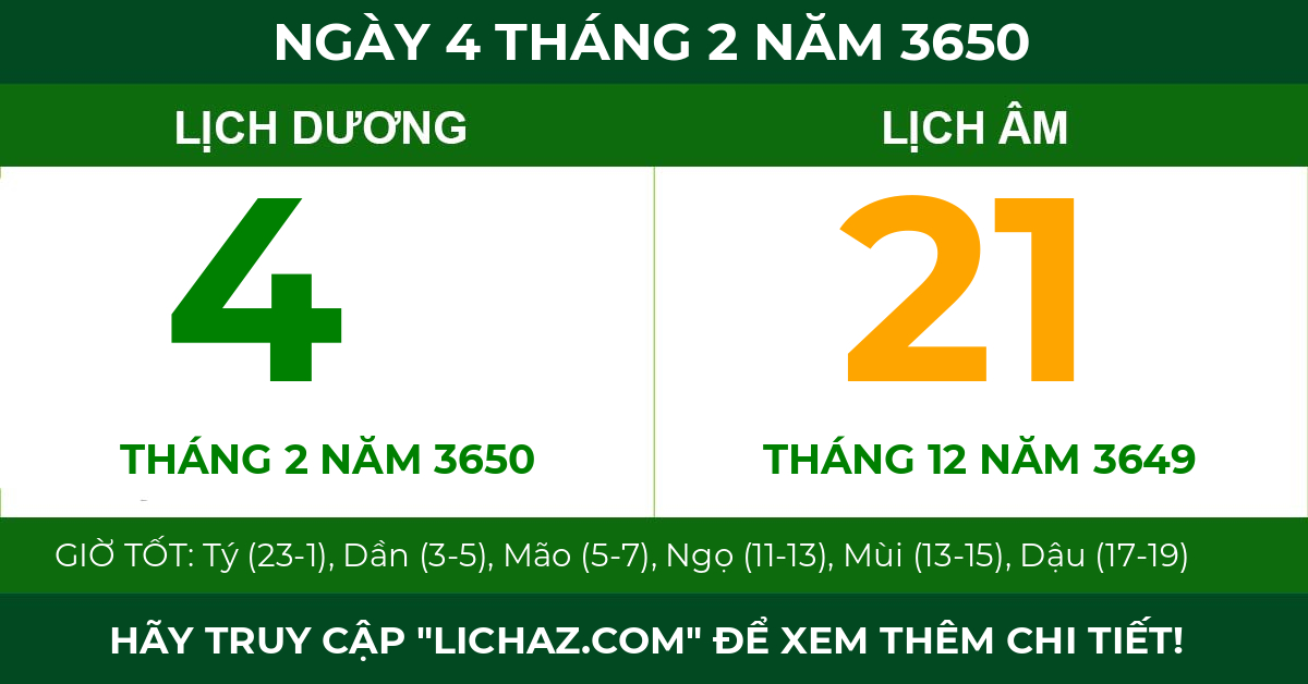 lịch âm ngày 4 tháng 2 năm 3650