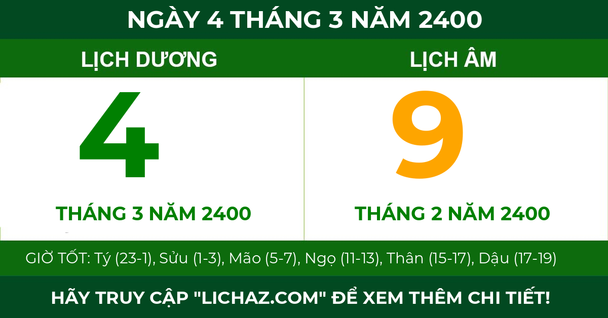 lịch âm ngày 4 tháng 3 năm 2400