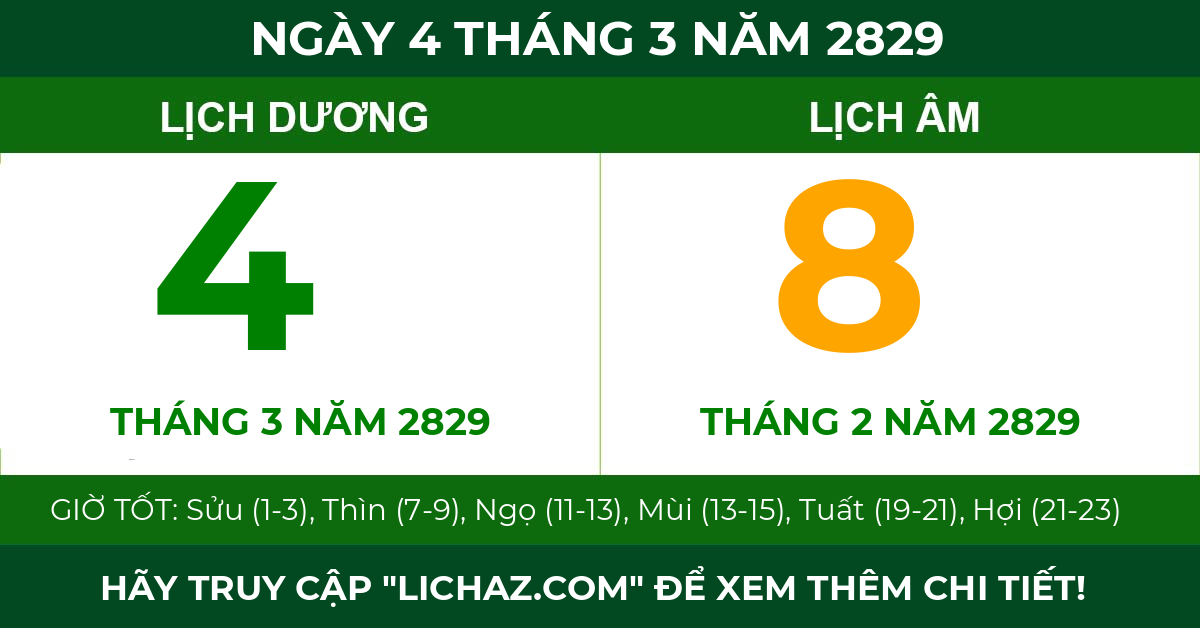 lịch âm ngày 4 tháng 3 năm 2829