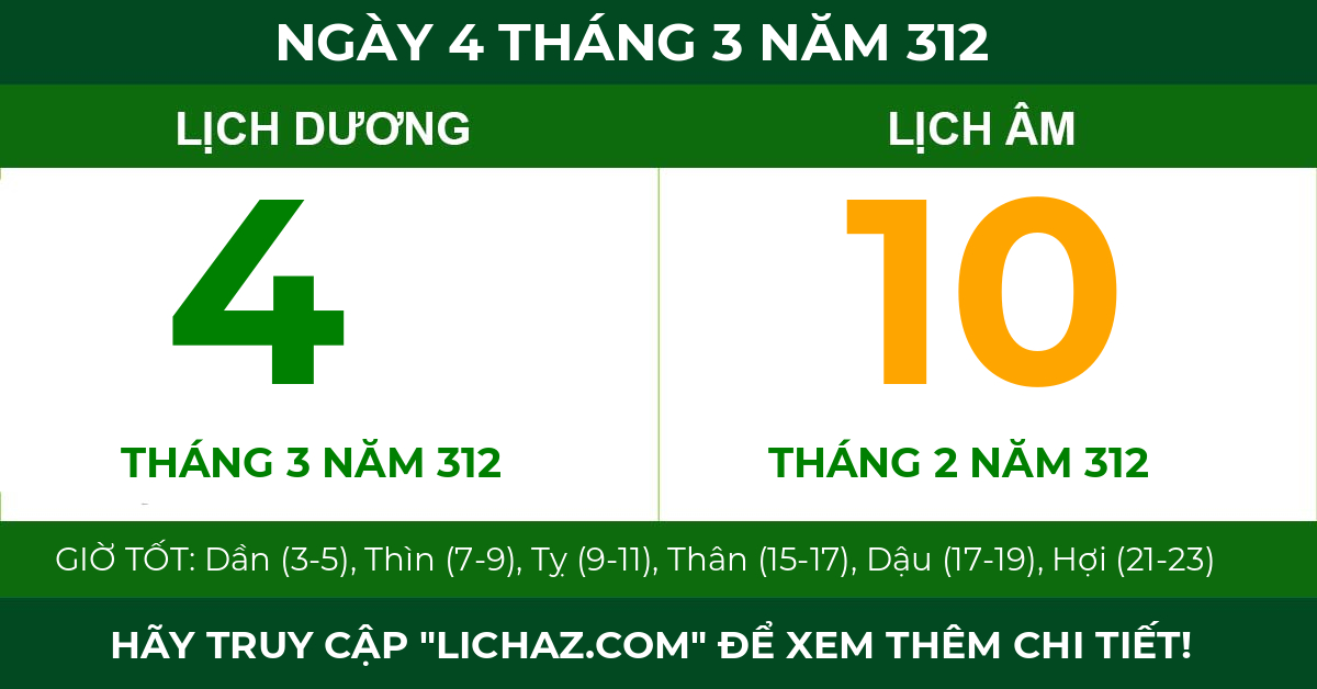 lịch âm ngày 4 tháng 3 năm 312