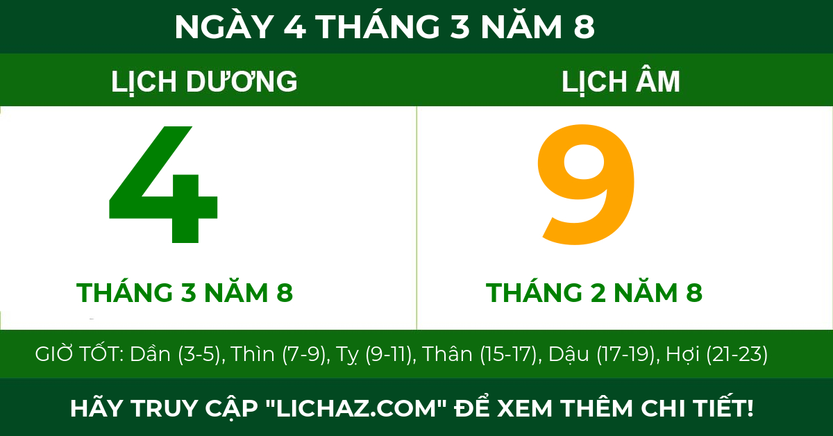 lịch âm ngày 4 tháng 3 năm 8