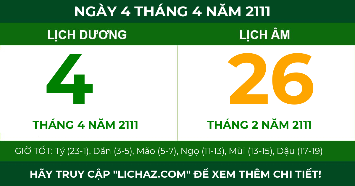 lịch âm ngày 4 tháng 4 năm 2111