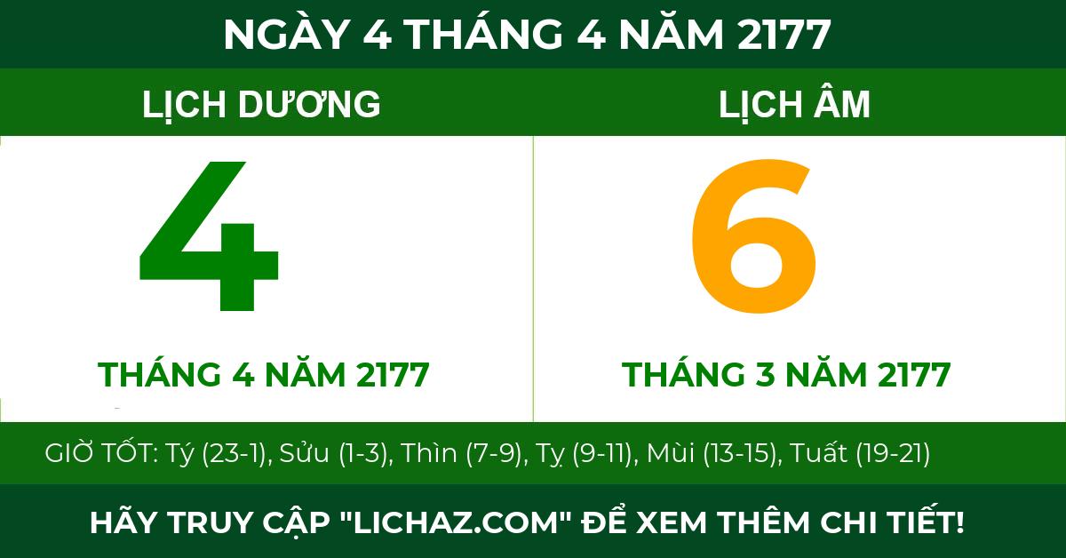 lịch âm ngày 4 tháng 4 năm 2177