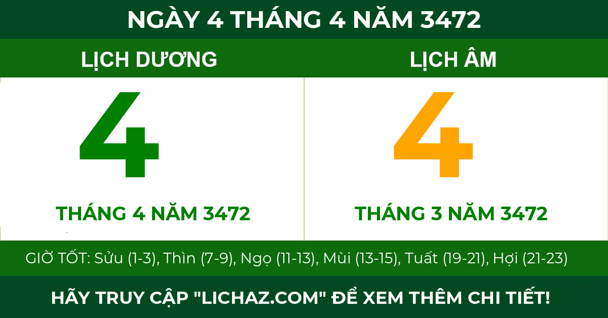 lịch âm ngày 4 tháng 4 năm 3472