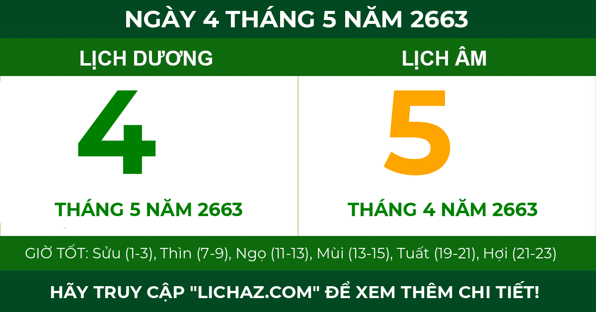 lịch âm ngày 4 tháng 5 năm 2663