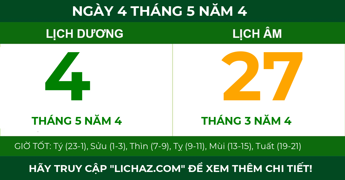 lịch âm ngày 4 tháng 5 năm 4