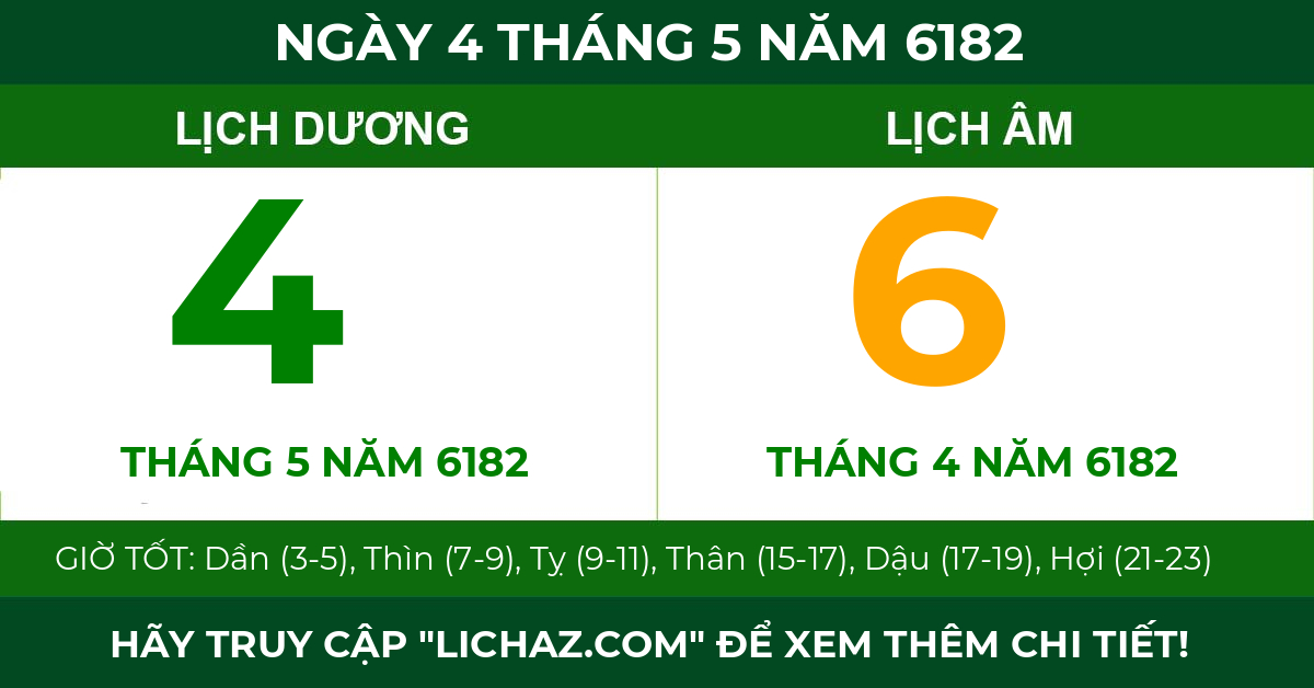 lịch âm ngày 4 tháng 5 năm 6182