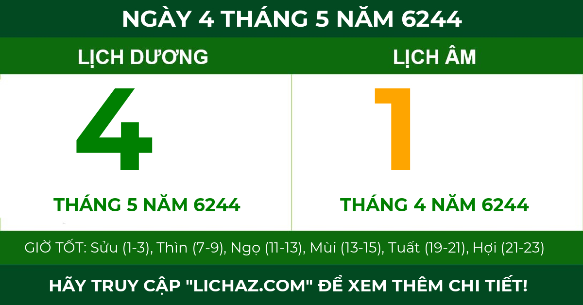 lịch âm ngày 4 tháng 5 năm 6244