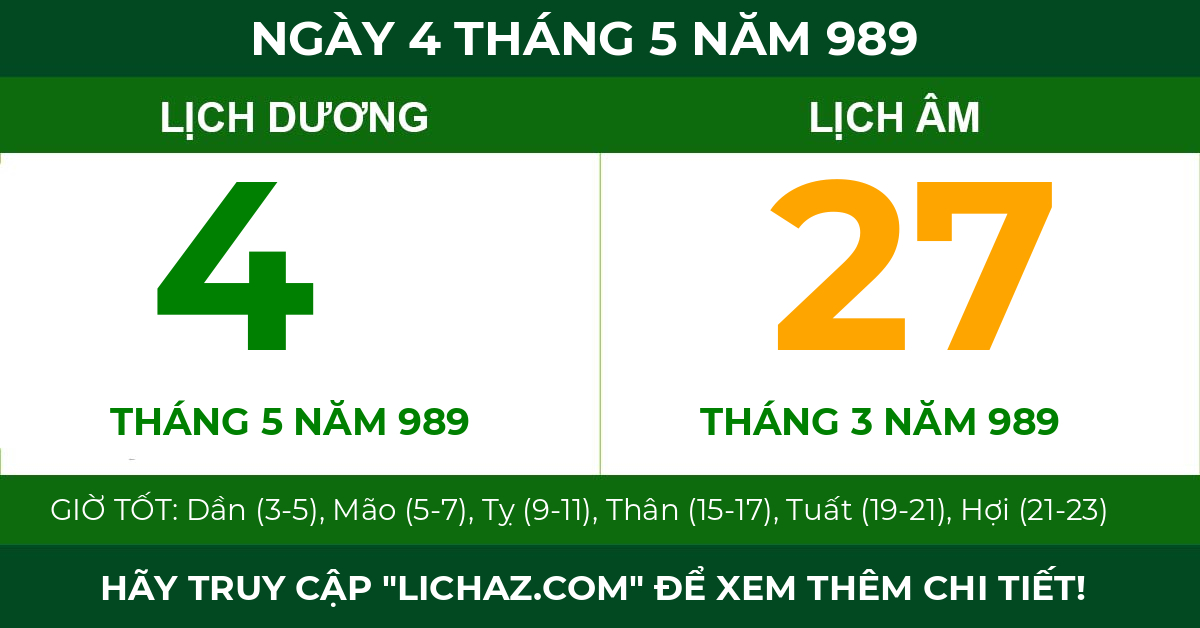 lịch âm ngày 4 tháng 5 năm 989