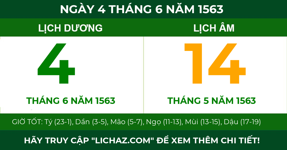 lịch âm ngày 4 tháng 6 năm 1563