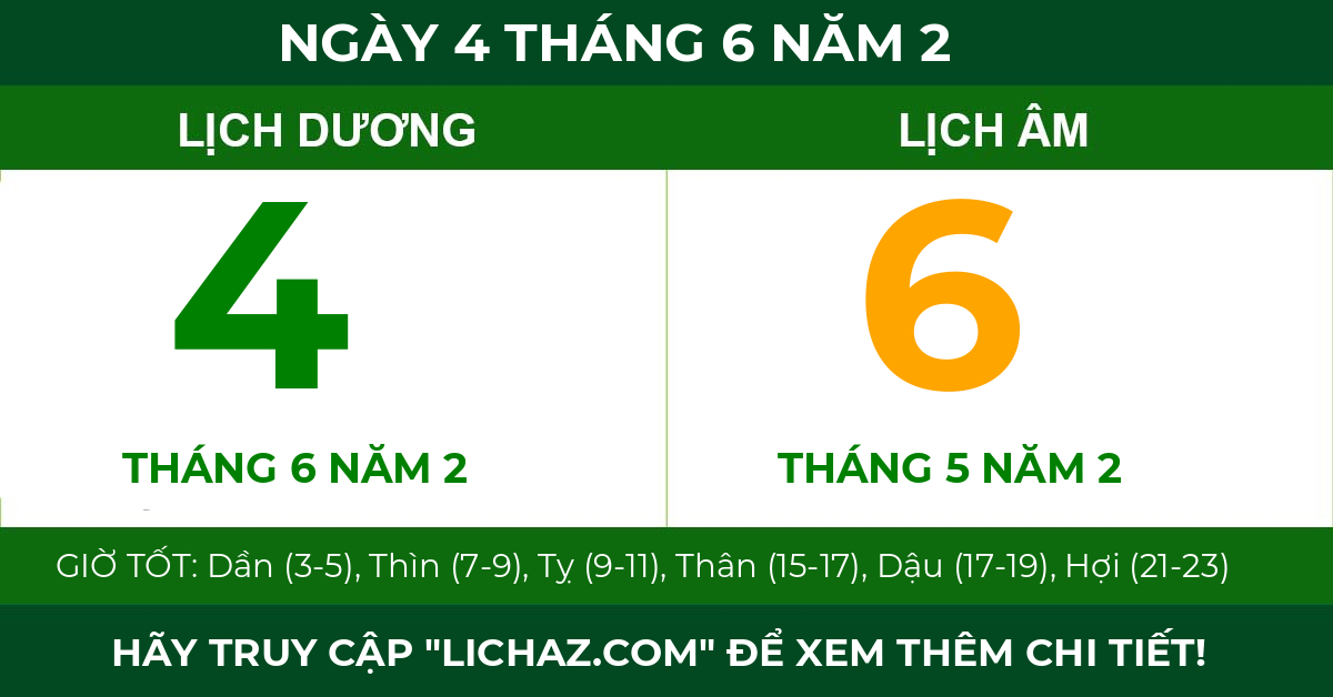 lịch âm ngày 4 tháng 6 năm 2