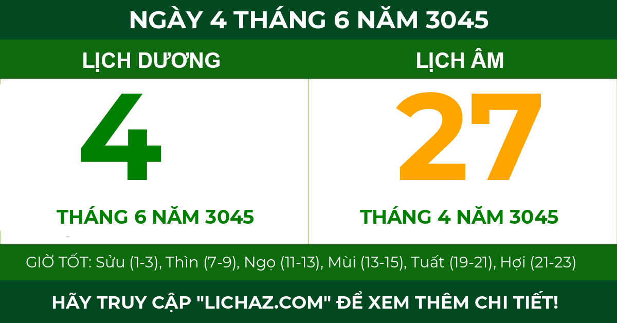 lịch âm ngày 4 tháng 6 năm 3045