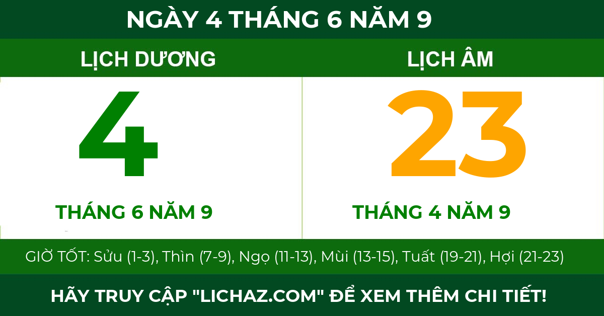 lịch âm ngày 4 tháng 6 năm 9