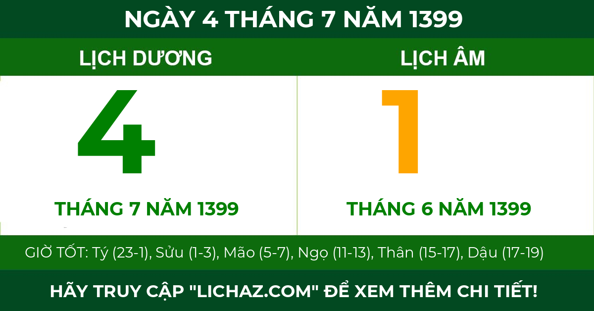 lịch âm ngày 4 tháng 7 năm 1399