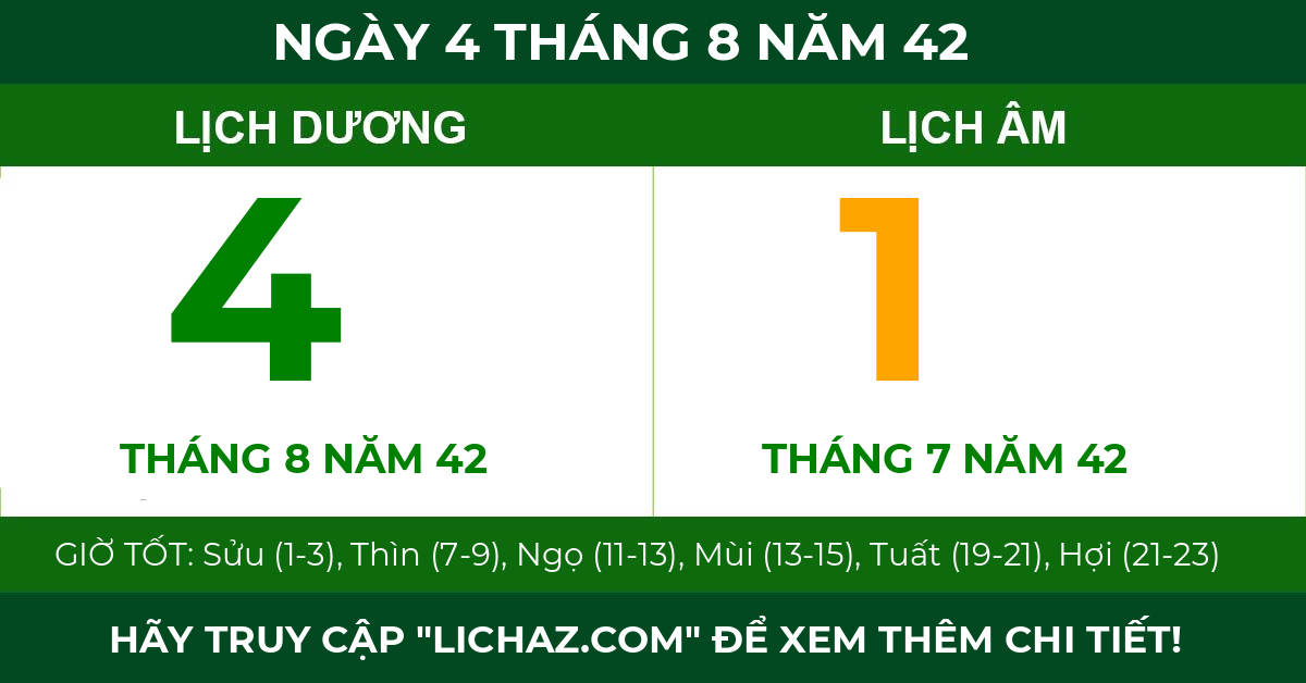 lịch âm ngày 4 tháng 8 năm 42