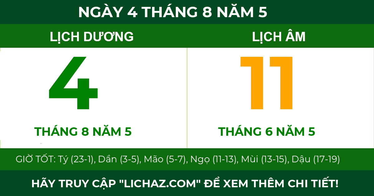 lịch âm ngày 4 tháng 8 năm 5