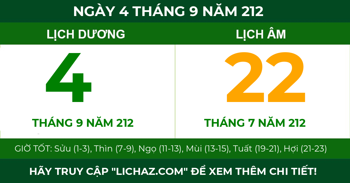 lịch âm ngày 4 tháng 9 năm 212