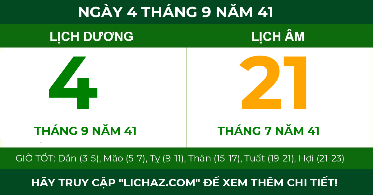 lịch âm ngày 4 tháng 9 năm 41