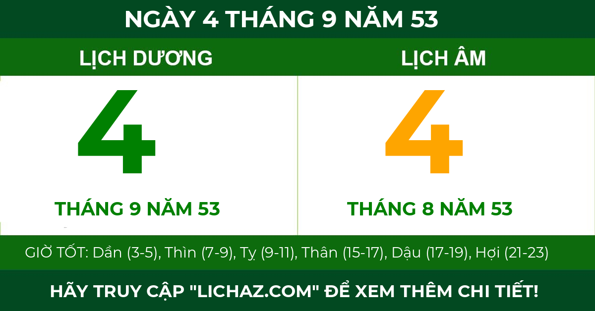 lịch âm ngày 4 tháng 9 năm 53