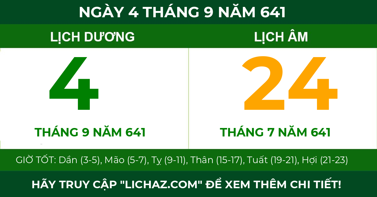 lịch âm ngày 4 tháng 9 năm 641