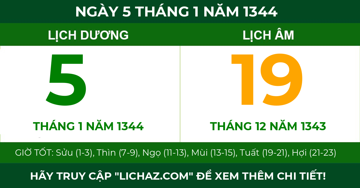 lịch âm ngày 5 tháng 1 năm 1344