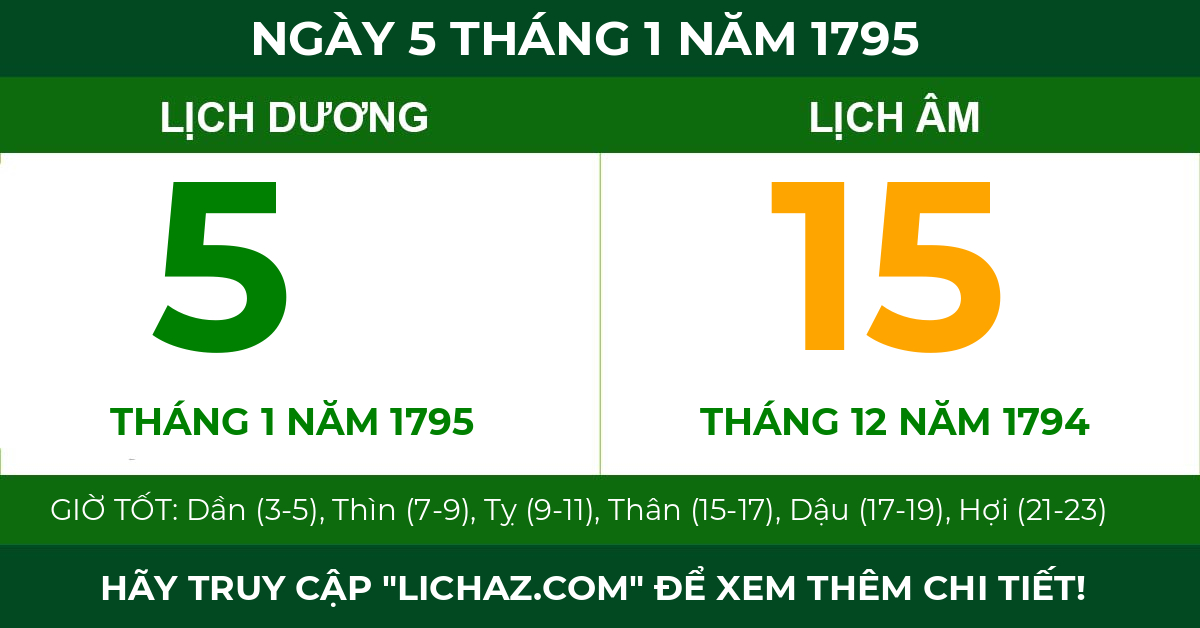 lịch âm ngày 5 tháng 1 năm 1795