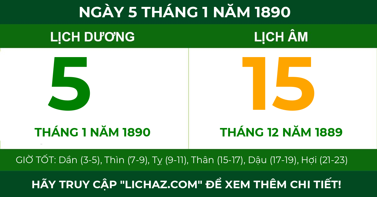 lịch âm ngày 5 tháng 1 năm 1890
