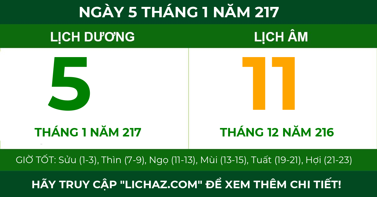 lịch âm ngày 5 tháng 1 năm 217