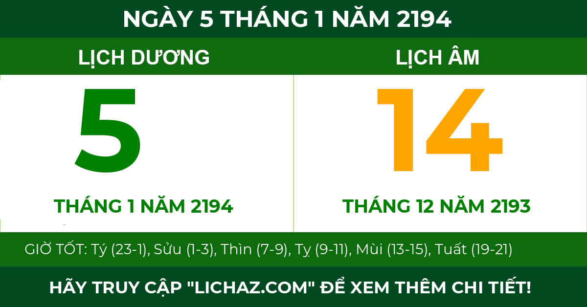 lịch âm ngày 5 tháng 1 năm 2194