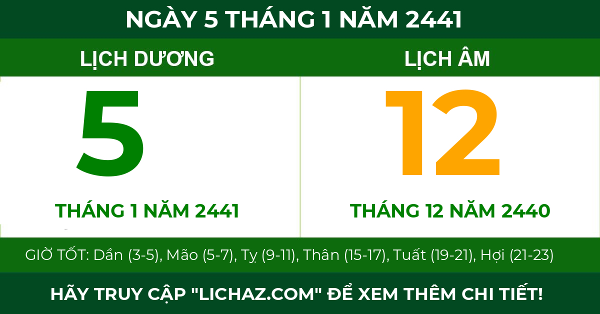 lịch âm ngày 5 tháng 1 năm 2441