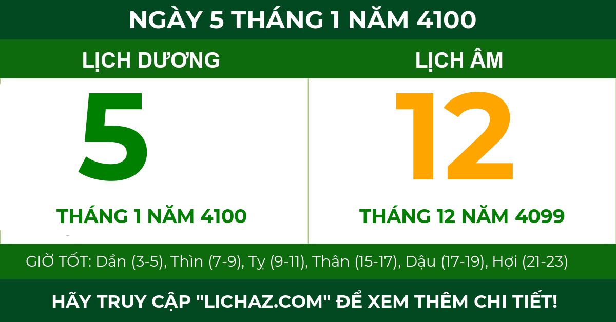 lịch âm ngày 5 tháng 1 năm 4100