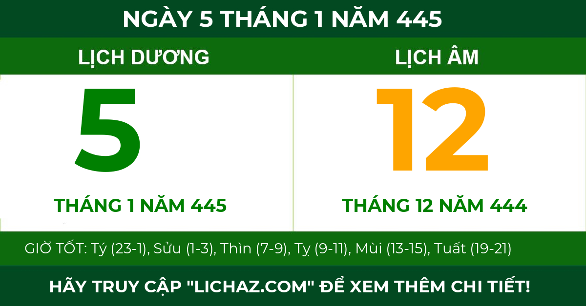 lịch âm ngày 5 tháng 1 năm 445