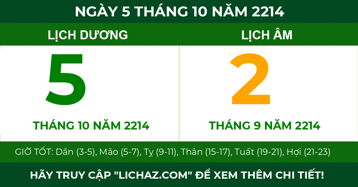 lịch âm ngày 5 tháng 10 năm 2214