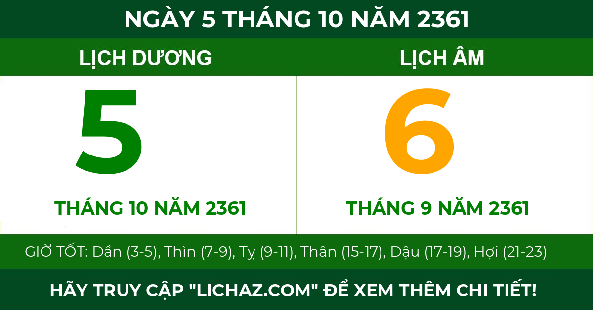 lịch âm ngày 5 tháng 10 năm 2361