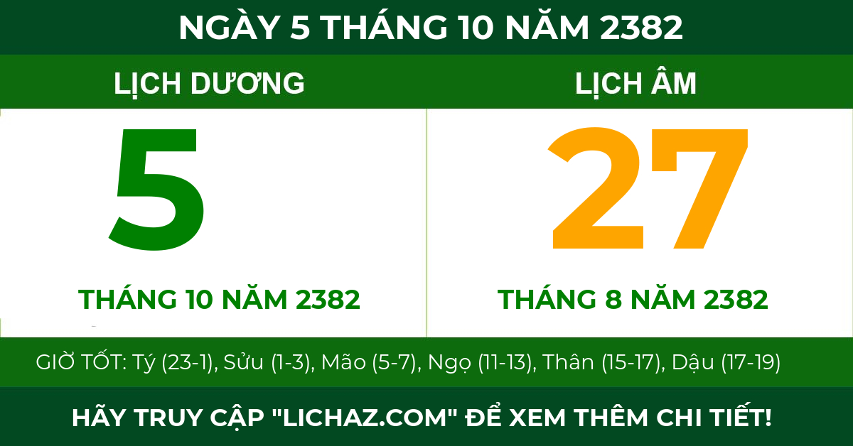 lịch âm ngày 5 tháng 10 năm 2382