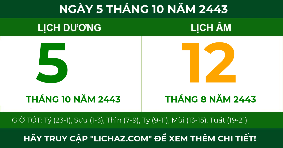 lịch âm ngày 5 tháng 10 năm 2443