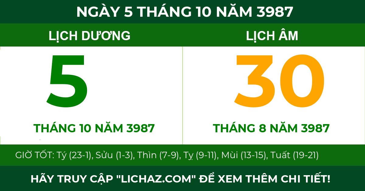 lịch âm ngày 5 tháng 10 năm 3987