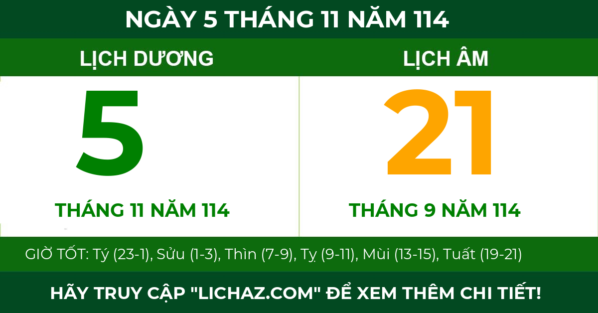 lịch âm ngày 5 tháng 11 năm 114