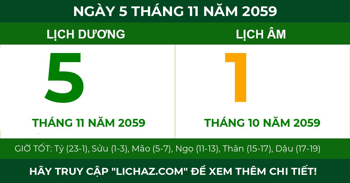 lịch âm ngày 5 tháng 11 năm 2059