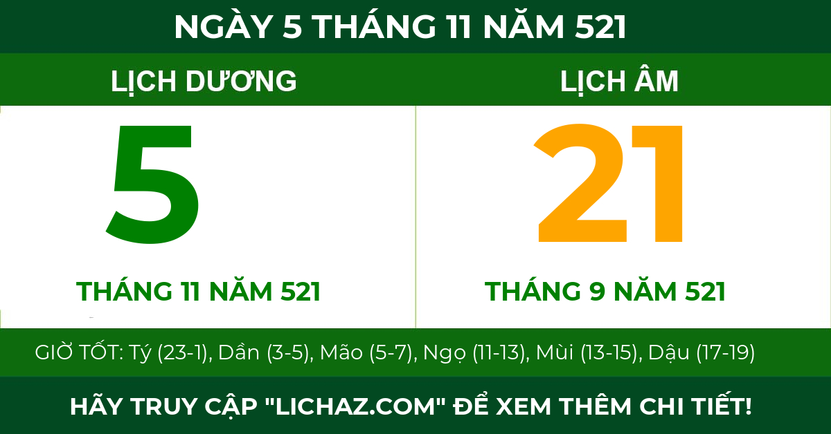 lịch âm ngày 5 tháng 11 năm 521